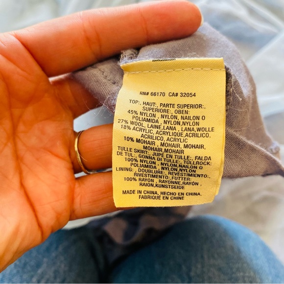 Anthropologie Maeve Arabesque Blue Tulle Layered Mohair Sweater Midi Dress XSP - Picture 10 of 10